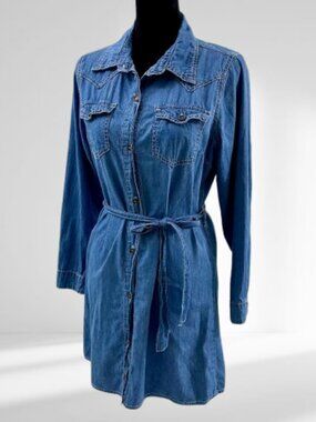 Denim Tunic 100% Cotton belted Western Stitching LookBook MED